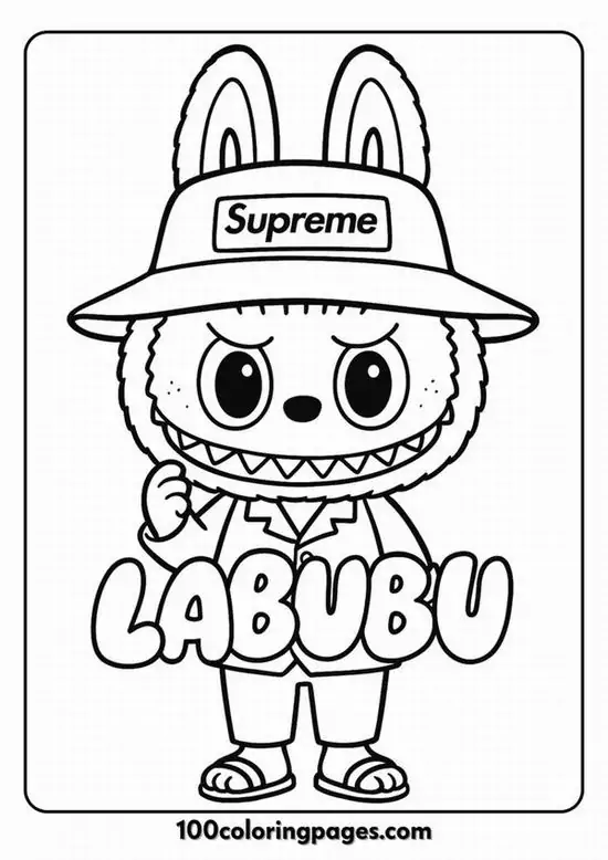 125 Tranh Tô Màu Labubu cute với tai dài vểnh và nụ cười răng cưa cho bé tô mãi không chán