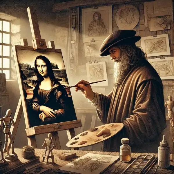 Ảnh minh họa Leonardo đang vẽ Mona Lisa, không phải tác phẩm gốc