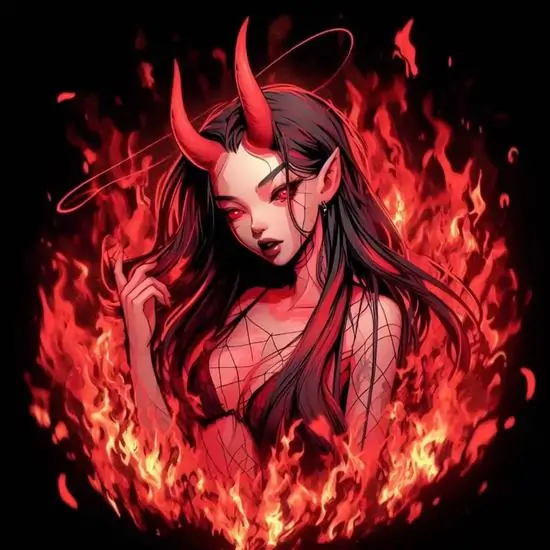 BST 85 Ảnh Avatar Ác Quỷ Lạnh Lùng với ánh mắt đỏ rực sừng cong và khí chất quỷ vương đầy ma mị