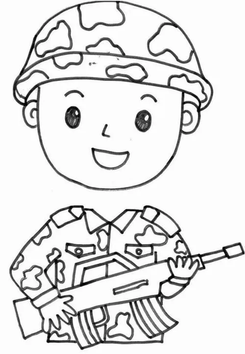 Chiến sĩ tí hon đeo ba lô con cóc nặng trĩu trên lưng, tay cầm súng vững vàng bước đi với tinh thần tự giác rất cao và nghiêm túc.