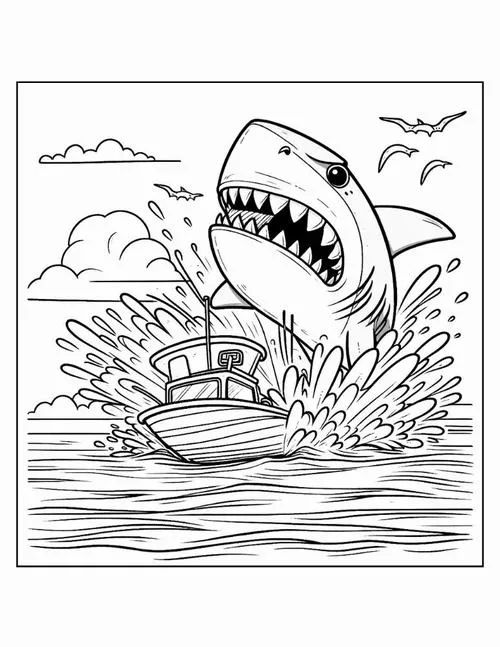 Một buổi chiều nắng vàng rực chú cá mập nằm thư giãn trên võng kết bằng rong biển và thưởng thức ly nước ép trái cây