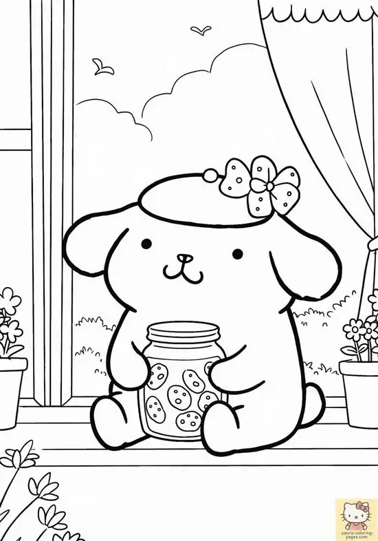 55 Tranh Tô Màu Pompompurin cute đội mũ nồi nâu nét vẽ đơn giản và những người bạn