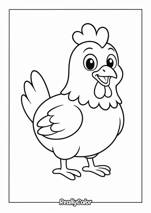 Trang tập tô màu chú gà nhỏ có đôi mắt to tròn và đôi chân tí hon đứng vững chãi trên mặt đất trông rất dạn dĩ cho bé 3 tuổi.
