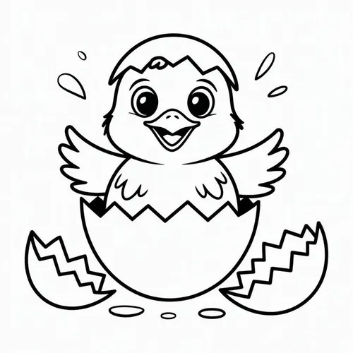 Chú gà con vừa hé mắt nhìn thế giới từ trong vỏ trứng nứt đôi với vẻ mặt hân hoan rạng rỡ cho trẻ 4 tuổi.