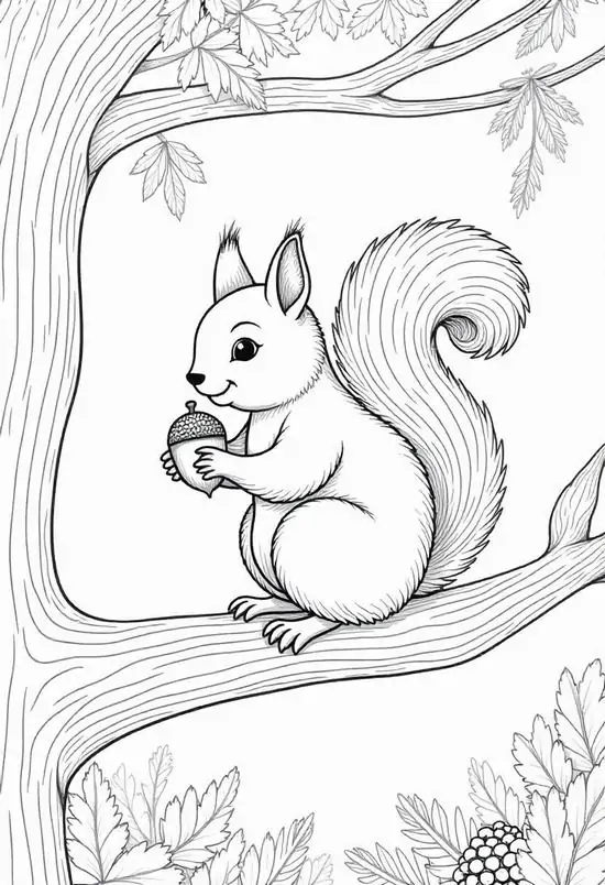 99 Mẫu in Tranh Tô Màu Con Sóc rõ nét bên hạt dẻ với bộ lông mềm cho bé thích động vật rừng