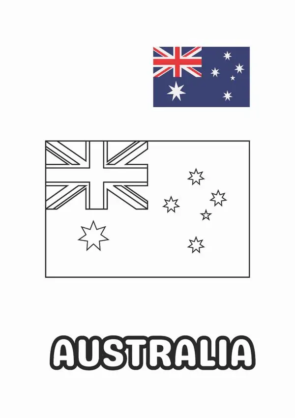 Quốc kỳ Úc với chòm sao Nam Thập Tự và cờ Anh ở góc trái tạo nên một tổ hợp hình ảnh vô cùng phong phú và đầy kỳ thú.
