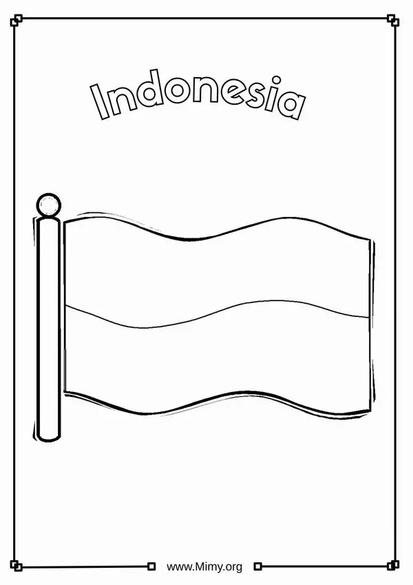 Tranh tô màu lá cờ Indonesia với hai dải ngang trắng đỏ đơn giản nhưng ẩn chứa tinh thần dân tộc vô cùng mạnh mẽ và đầy nhiệt huyết.