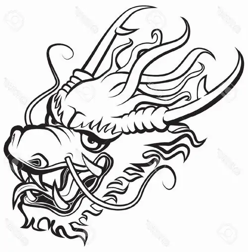 Hình họa rồng chú rồng tí hon có đôi sừng nhọn đang đứng hiên ngang giữa những vì sao lấp lánh mang một vẻ đẹp vô cùng huyền ảo.