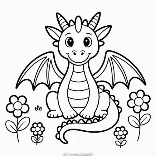 Một bé rồng đáng yêu đang ngồi giữa những bụi cỏ thấp với đôi tai vểnh lên nghe ngóng trông rất tinh nghịch và nhanh nhẹn trong nắng.