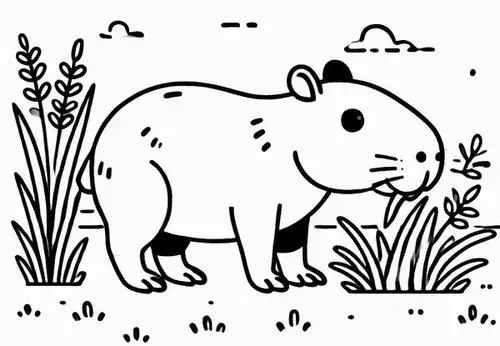 Trang tập tô màu chú chuột lang ngồi thưởng thức ly nước mát bên cạnh những bụi cỏ xanh tươi giống như một con sóc cây tinh nghịch cho bé 5 tuổi.