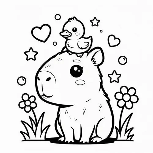 Tranh tô màu chú chuột lang đang đứng dưới ánh mặt trời rạng rỡ đại diện cho loài động vật có vú hiền lành nhất của rừng xanh.