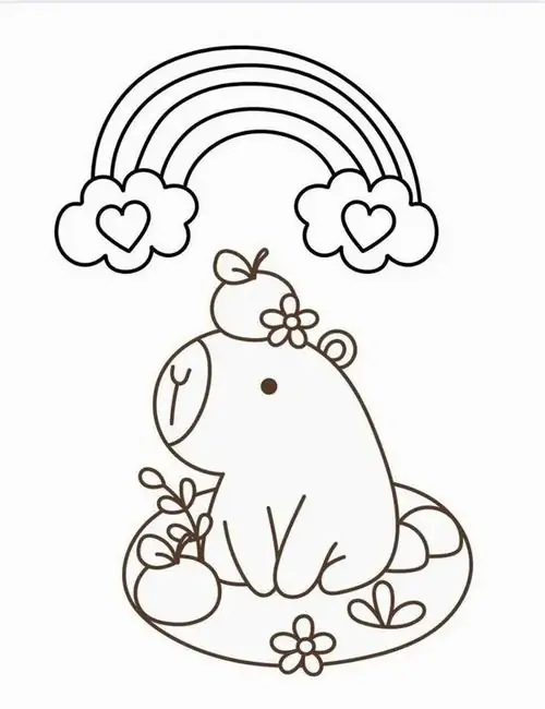 Tải hình tô màu bạn chuột lang dạo bước trên bãi biển đầy nắng gió và hàng dừa xanh ngắt gợi nhớ về vùng sông Amazon trù phú dạt dào.