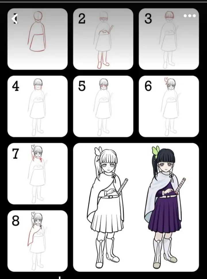 Cách vẽ Kanao chibi đơn giản nhất từng bước