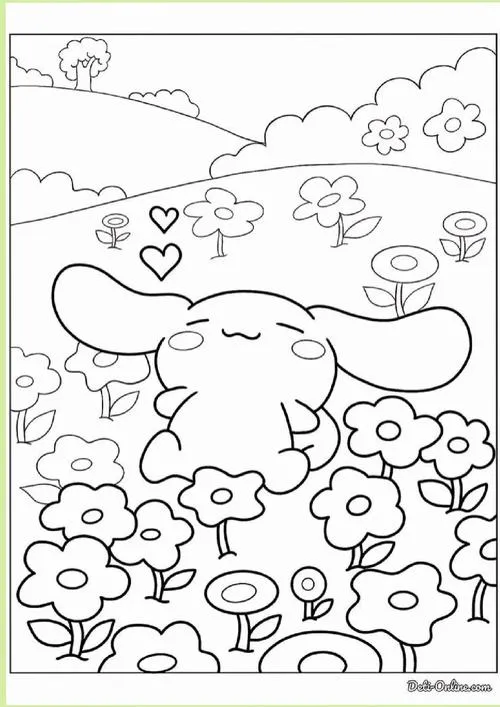 Mẫu tranh tô màu chú chó nhỏ ngồi giữa thảo nguyên đầy hoa và sao trời lấp lánh trông thật rạng ngời dưới những đường nét giấy vẽ cho trẻ 6 tuổi.