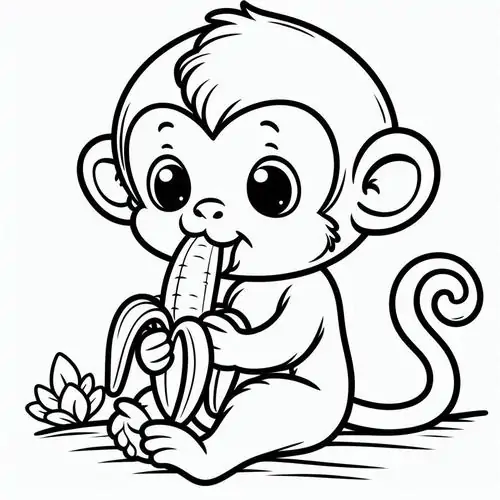 Hình tô màu cho bé chú khỉ già đeo kính cận ngồi thâm trầm đọc cuốn sách cổ bên cạnh đống lửa trại bập bùng giữa đêm.