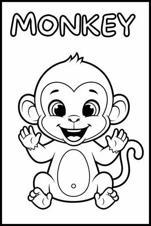 Chú khỉ đứng hân hoan bên cạnh khung bảng tên làm nổi bật vẻ đẹp của những ngón tay khỉ đang xòe rộng một cách tự nhiên.