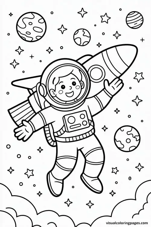 95 Tranh Tô Màu Tên Lửa Tàu Vũ Trụ và Phi Hành Gia cho bé mê bầu trời vũ trụ và các hành tình