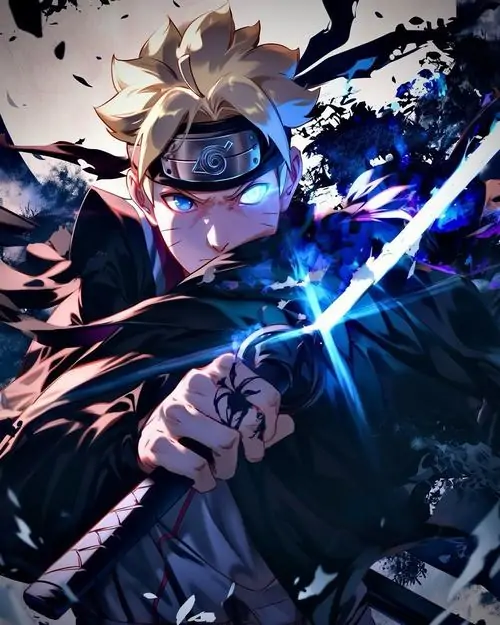 Hình nền nhẫn giả Boruto rực cháy với những vòng xoáy năng lượng đan xen cực kỳ phức tạp, hành động tung đòn của cậu bé mang vẻ quyết liệt trong từng kỹ thuật đồ họa.