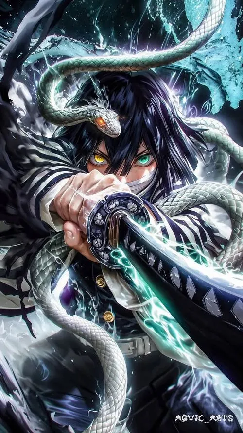 77 Hình Nền Obanai Iguro Xà Trụ 4K đẹp với sắc đen trắng, kiếm pháp lượn sóng và cảm giác lạnh gáy