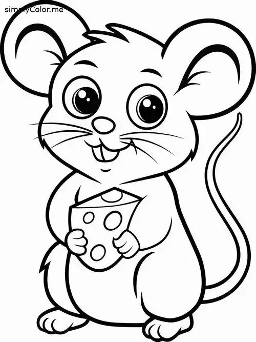 90 Tranh Tô Màu Con Chuột tinh nghịch với tai tròn thân hình nhỏ khiến bé thích mê