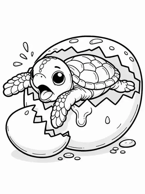 Khoảnh khắc bé rùa vừa mới chui ra khỏi trứng rùa với vẻ mặt ngạc nhiên trước thế giới rộng lớn xung quanh để phát triển tư duy cho bé 5 tuổi.