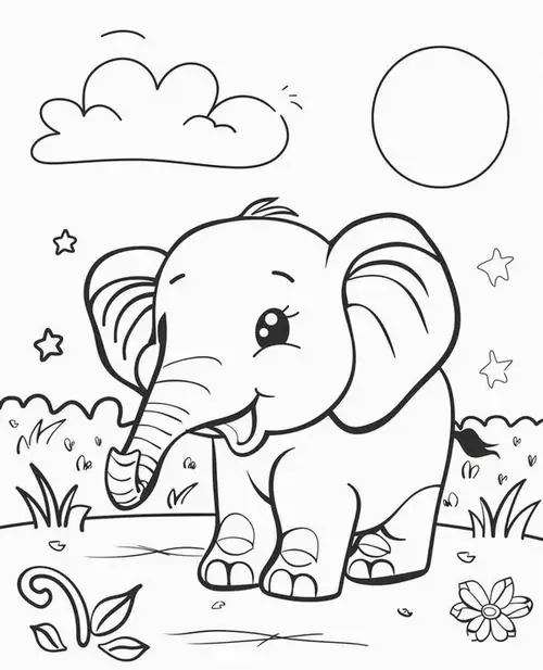 Chú voi mặc bộ đồ phi hành gia cồng kềnh đang lơ lửng giữa dải ngân hà rộng lớn để khám phá những hành tinh xa xôi.