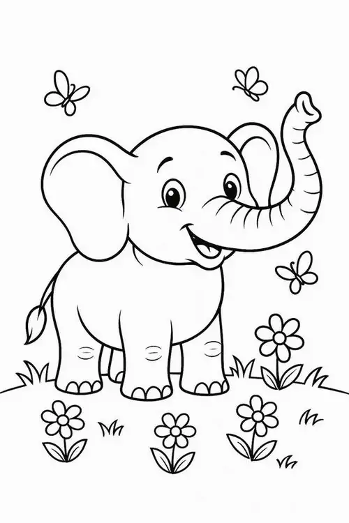 Một chú voi con đang chăm chú đọc sách trong thư viện với cặp kính cận gác trên chiếc vòi dài trông vô cùng thông thái.