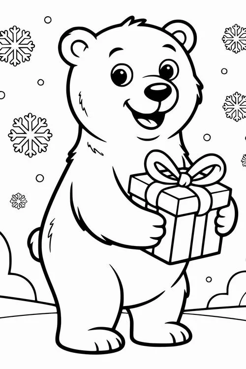 Bé gấu nâu mỉm cười rạng rỡ khi nhận được một hộp quà thắt nơ xinh xắn từ người bạn phương xa gửi tới cho mình.