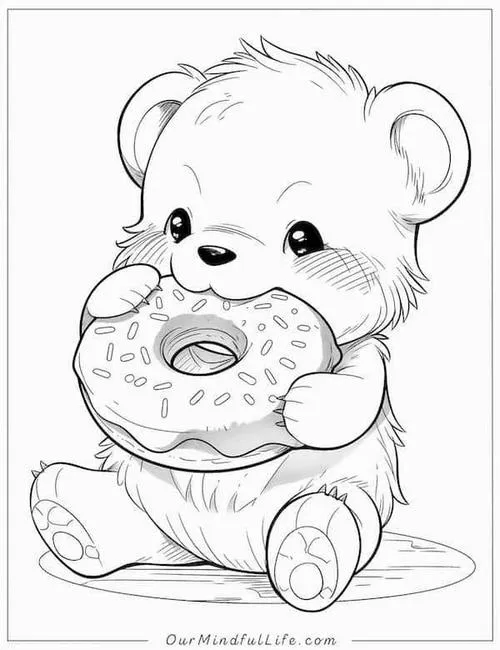 Bé gấu nhỏ đang khéo léo chèo chiếc thuyền gỗ nhỏ trên mặt hồ phẳng lặng như gương để tìm kiếm những đóa hoa sen thơm ngát.