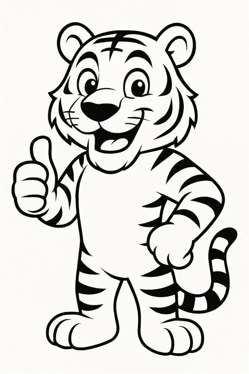 In trang tập tô màu vui vẻ giơ ngón tay cái chào đón các bạn nhỏ vào thế giới kỳ diệu của các loài thú trong hệ sinh thái rừng.