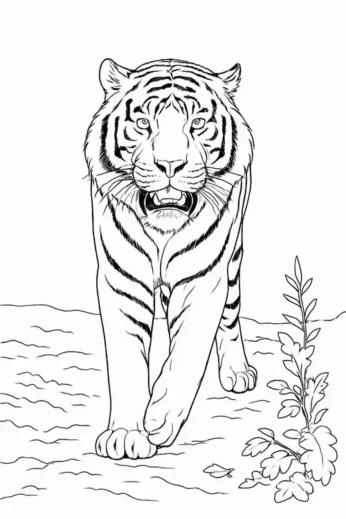 Chú hổ đang bật nhảy mạnh mẽ qua một khúc gỗ mục trong rừng sâu cho thấy rõ sự linh hoạt của các khớp xương và cơ bắp.