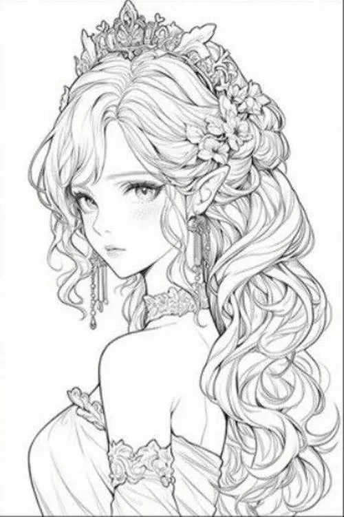 Top 93 Tranh Tô Màu Công Chúa Anime cho bé với vương miện lấp lánh và váy xòe kiêu sa