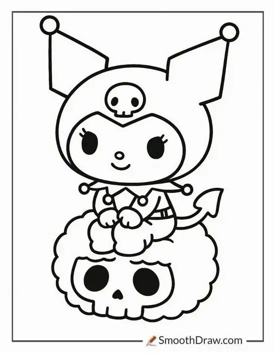 130 Tranh Tô Màu Kuromi cute cá tính với mũ đen đầu lâu hồng lạ mắt cho bé khéo tay