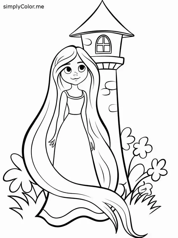 81 Mẫu Tranh Tô Màu Công Chúa Tóc Mây Rapunzel đẹp với mái tóc vàng óng ánh đầy mộng mơ