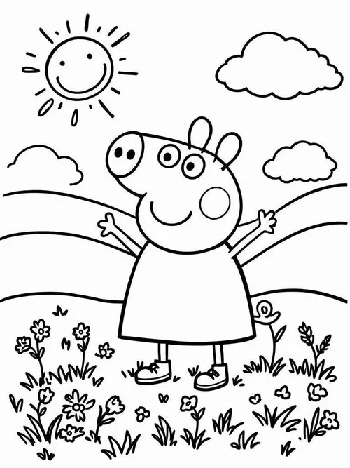 69 Tranh Tô Màu Heo Hồng Peppa cute đơn giản dễ tô phù hợp cho bé mẫu giáo thích màu sắc