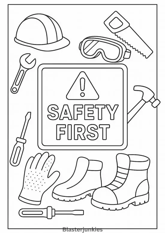 87 Tranh Tô Màu Dụng Cụ Nghề Xây Dựng giúp bé nhận biết máy xúc búa xe cẩu và đồ bảo hộ