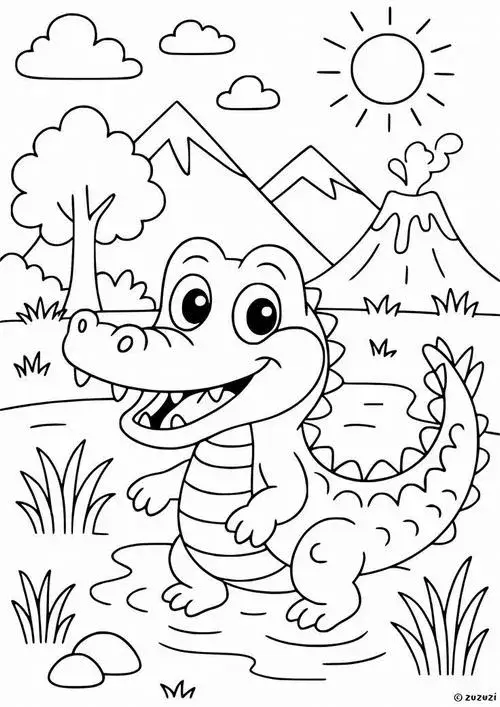 62 Bản vẽ Tranh Tô Màu Cá Sấu cho bé với hàm răng sắc nhọn thân dài đậm chất đầm lầy