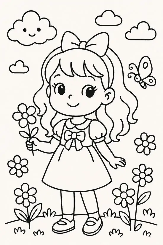 Cô bé nhỏ dạo chơi giữa vườn hoa hướng dương vươn cao đón nắng mặt trời rực rỡ làm tăng khả năng cảm thụ nghệ thuật tự nhiên