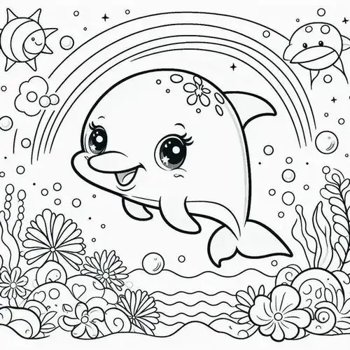 80 Tranh Tô Màu Cá Heo cute khổ A4 dễ tải giúp bé khám phá động vật biển thông minh