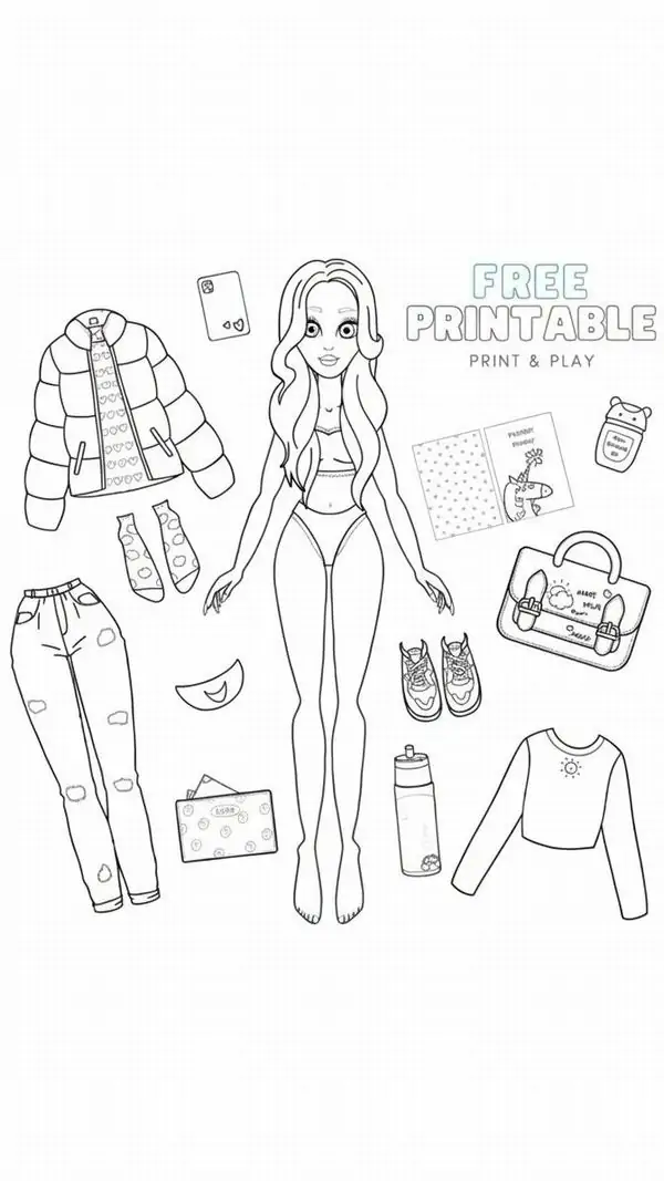 50 Tranh Tô Màu Búp Bê Giấy Barbie Thay Đồ dễ thương với đôi chân dài cùng tủ quần áo thời trang