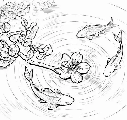 Bức tranh tô màu một chú cá lý đang mải mê ngắm nhìn hình phản chiếu của mình trên mặt hồ trong veo đầy nắng ấm.