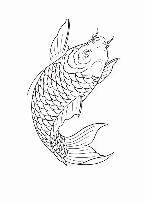 Chú cá chép rồng oai vệ vươn mình khỏi mặt nước với cặp râu cá dài uốn lượn trông thật dũng mãnh và lôi cuốn.