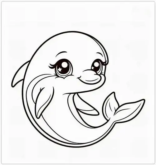 Tranh tô màu chú cá nhỏ có đôi mắt tròn xoe cùng nụ cười rạng rỡ đang vẫy chiếc vây ngực linh hoạt giữa khung hình trắng tinh khôi.