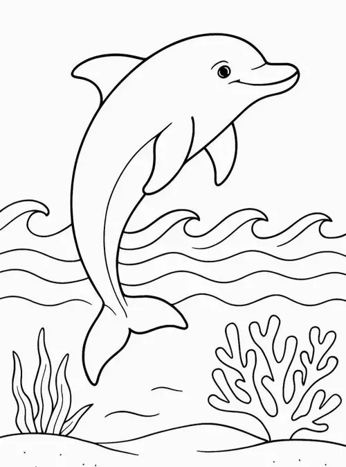 Chú cá heo đang vượt qua những ngọn sóng lớn dập dềnh bên cạnh vách đá dựng đứng khoe trọn chiếc đuôi cá nằm ngang mạnh mẽ nhất.