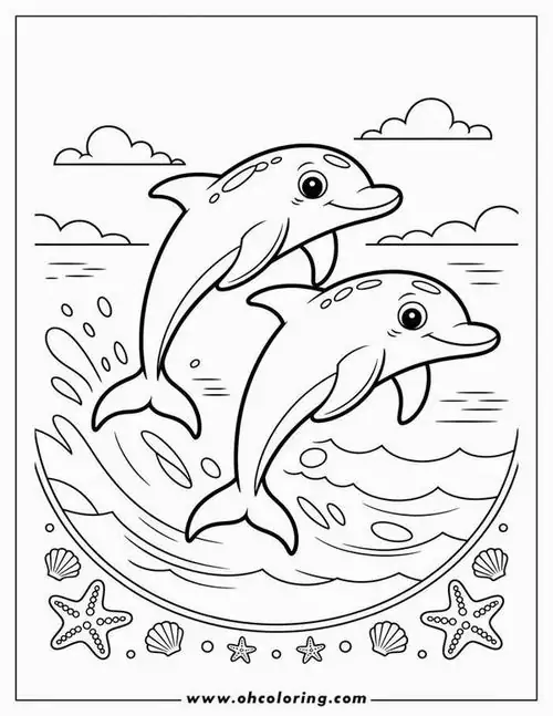 Chú cá heo dũng cảm đang ra sức xua đuổi những con cá mập hung dữ để bảo vệ một chú rùa biển nhỏ đang bị lạc đường.