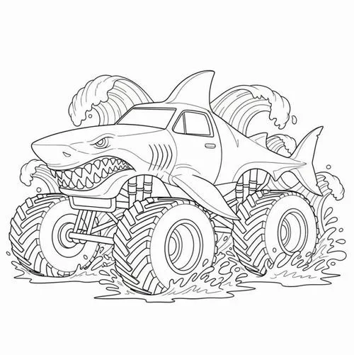 Một chiếc xe tải cá mập với cấu tạo khung gầm chắc chắn và các chi tiết cơ bắp mạnh mẽ sẵn sàng cho những cuộc đua mới