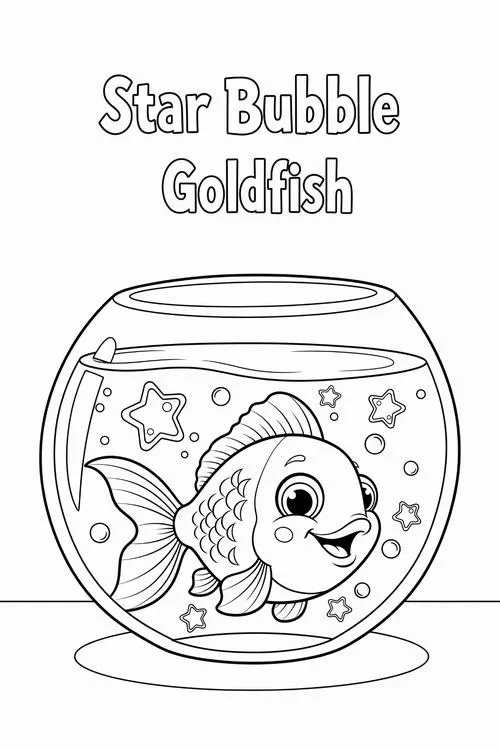 Hình ảnh chú cá vàng trong chiếc bể tròn có gắn ngôi sao may mắn trông giống như một nhân vật bước ra từ truyện cổ