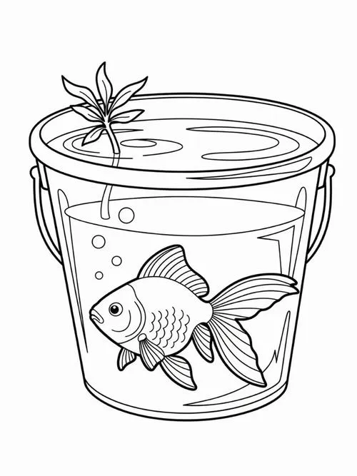 Khung cảnh lễ hội dưới nước nơi những chú cá vàng đang nhảy múa xung quanh một bộ lọc nước cũ kỹ đã phủ đầy rêu phong