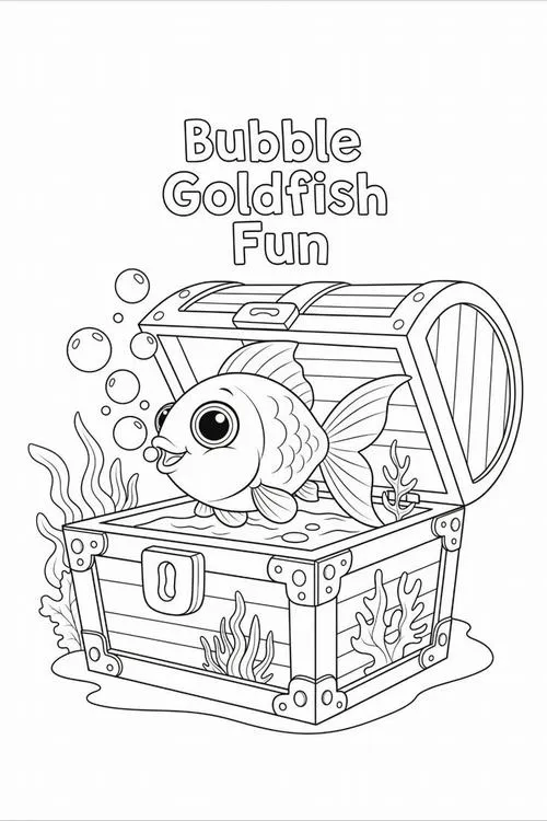 Bức tranh đầy bất ngờ với chú cá vàng chui ra từ hòm kho báu lấp lánh giữa lòng đại dương bao la cùng dải thủy sinh