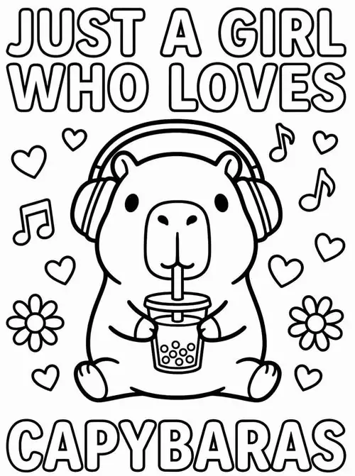 Trang tập tô màu em bé chuột nước ôm ly trà sữa béo ngậy với biểu tượng trái tim ngọt ngào trông rất điệu đà cho bé 3 tuổi.